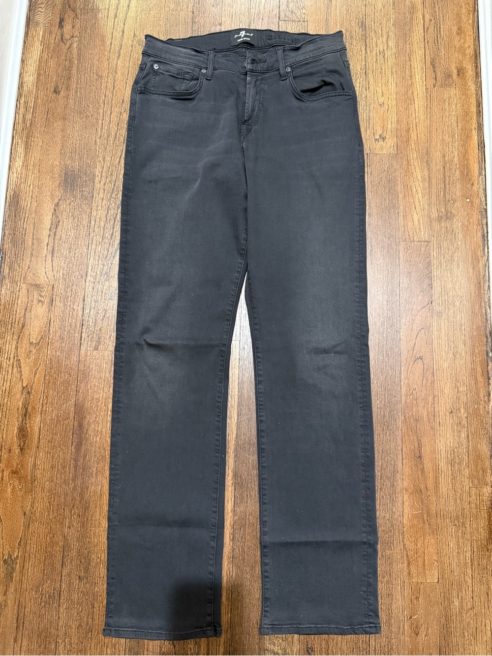 7 For All Mankind Straight Leg Black Jeans